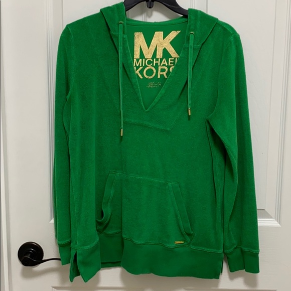 Michael Kors Tops - Michael Kors MK green hoodie jacket pullover S